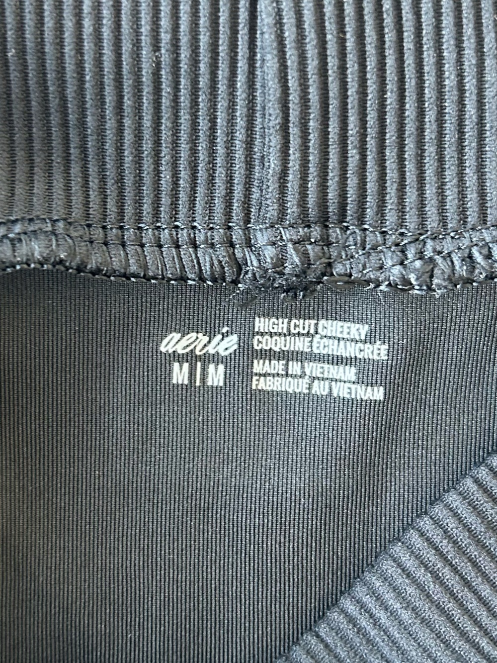 aerie Ribbed High-Cut Cheeky Bikini Bottoms - Picture 3 of 3